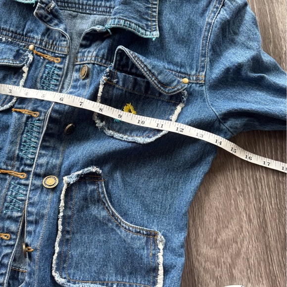 Y2K Floral Stitched Denim Jacket size Medium - Picture 10 of 11